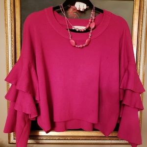 🤩Gorgeous ELODIE Tight knit ruffle sleeve sweater